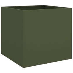 vidaXL Jardinera de acero laminado en frío verde oliva 49x47x46 cm