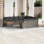 vidaXL Set de sofás de jardín 11 pzas y cojines ratán sintético gris vidaXL Set de sofás de jardín 11 pzas y cojines ratán sintético gris