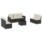 vidaXL Set de sofás de jardín 8 piezas y cojines ratán sintético negro vidaXL Set de sofás de jardín 8 piezas y cojines ratán sintético negro