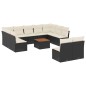 vidaXL Set de sofás de jardín 12 piezas cojines ratán sintético negro vidaXL Set de sofás de jardín 12 piezas cojines ratán sintético negro
