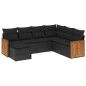 vidaXL Set de comedor de jardín 7 pzas y cojines ratán sintético negro