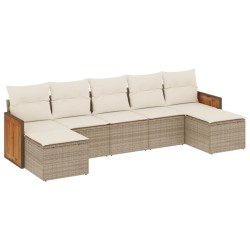 vidaXL Set sofás de jardín 7 piezas y cojines ratán sintético beige