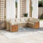 vidaXL Set de sofás de jardín 9 pzas con cojines ratán sintético beige vidaXL Set de sofás de jardín 9 pzas con cojines ratán sintético beige
