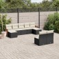vidaXL Set de sofás de jardín 8 piezas y cojines ratán sintético negro vidaXL Set de sofás de jardín 8 piezas y cojines ratán sintético negro