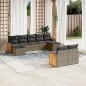 vidaXL Set de muebles de jardín 9 pzas y cojines ratán sintético gris vidaXL Set de muebles de jardín 9 pzas y cojines ratán sintético gris