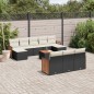 vidaXL Set de sofás de jardín 11 pzas y cojines ratán sintético negro vidaXL Set de sofás de jardín 11 pzas y cojines ratán sintético negro