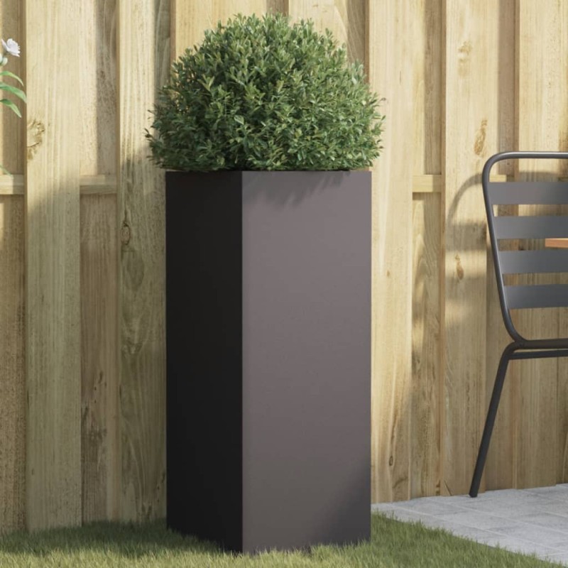 vidaXL Jardinera de acero laminado en frío negro 32x27,5x75 cm vidaXL Jardinera de acero laminado en frío negro 32x27,5x75 cm