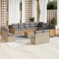 vidaXL Set sofás de jardín con cojines 13 pzas ratán sintético beige vidaXL Set sofás de jardín con cojines 13 pzas ratán sintético beige