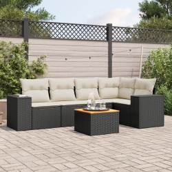 vidaXL Set de sofás de jardín 6 piezas y cojines ratán sintético negro