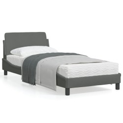 vidaXL Estructura de cama con cabecero de tela gris oscuro 90x200 cm
