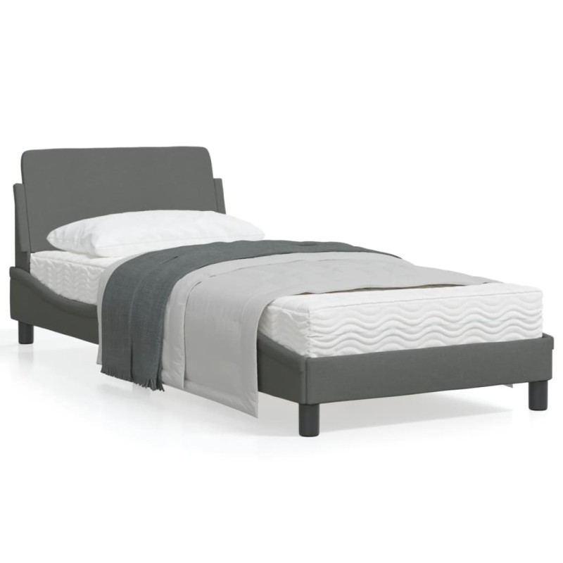 vidaXL Estructura de cama con cabecero de tela gris oscuro 90x200 cm vidaXL Estructura de cama con cabecero de tela gris oscuro 90x200 cm