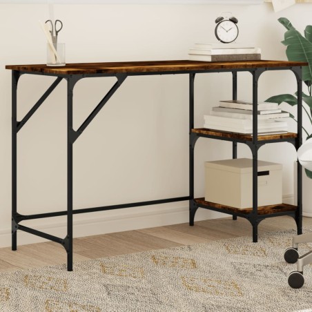 vidaXL Escritorio metal y madera ingeniería roble ahumado 120x50x75 cm