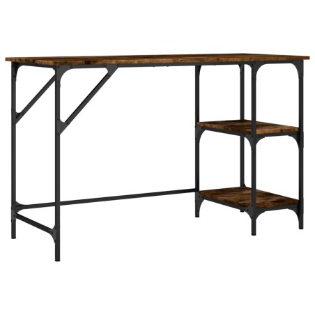 vidaXL Escritorio metal y madera ingeniería roble ahumado 120x50x75 cm