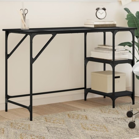 vidaXL Escritorio de metal y madera de ingeniería negro 120x50x75 cm