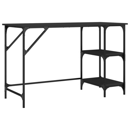 vidaXL Escritorio de metal y madera de ingeniería negro 120x50x75 cm