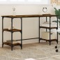vidaXL Escritorio metal madera ingeniería roble ahumado 140x50x75 cm vidaXL Escritorio metal madera ingeniería roble ahumado 140x50x75 cm