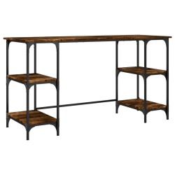 vidaXL Escritorio metal madera ingeniería roble ahumado 140x50x75 cm