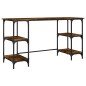 vidaXL Escritorio metal madera ingeniería roble ahumado 140x50x75 cm vidaXL Escritorio metal madera ingeniería roble ahumado 140x50x75 cm