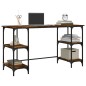 vidaXL Escritorio metal madera ingeniería roble ahumado 140x50x75 cm vidaXL Escritorio metal madera ingeniería roble ahumado 140x50x75 cm