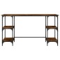 vidaXL Escritorio metal madera ingeniería roble ahumado 140x50x75 cm vidaXL Escritorio metal madera ingeniería roble ahumado 140x50x75 cm