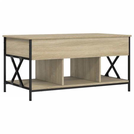 vidaXL Mesa de centro madera ingeniería metal roble Sonoma 100x55x50cm