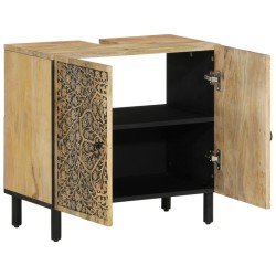 vidaXL Armario de lavabo para baño madera maciza de acacia 62x33x58 cm