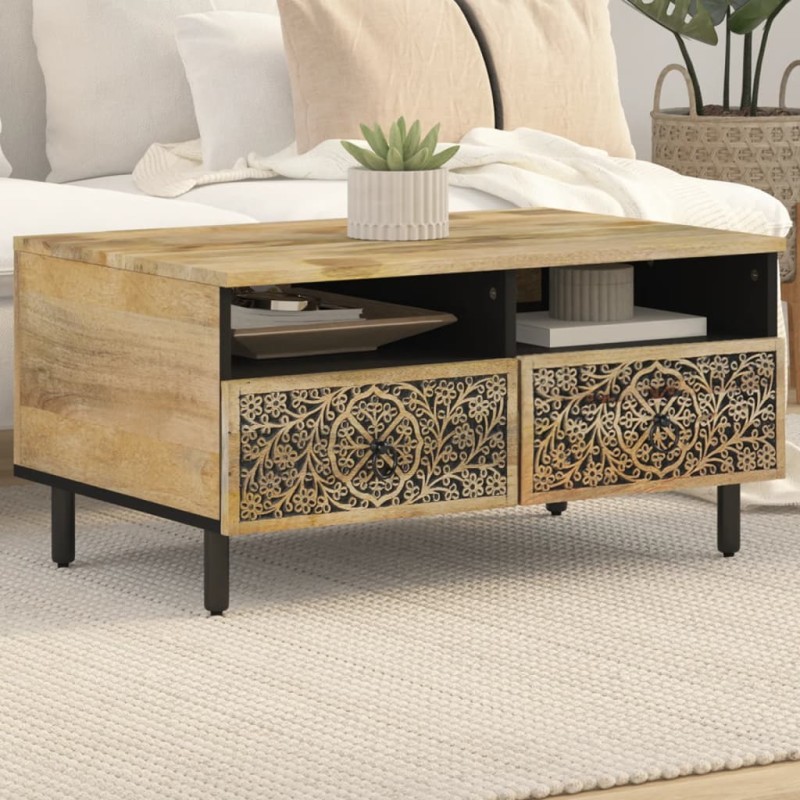 vidaXL Mesa de centro de madera maciza mango 80x54x40 cm vidaXL Mesa de centro de madera maciza mango 80x54x40 cm