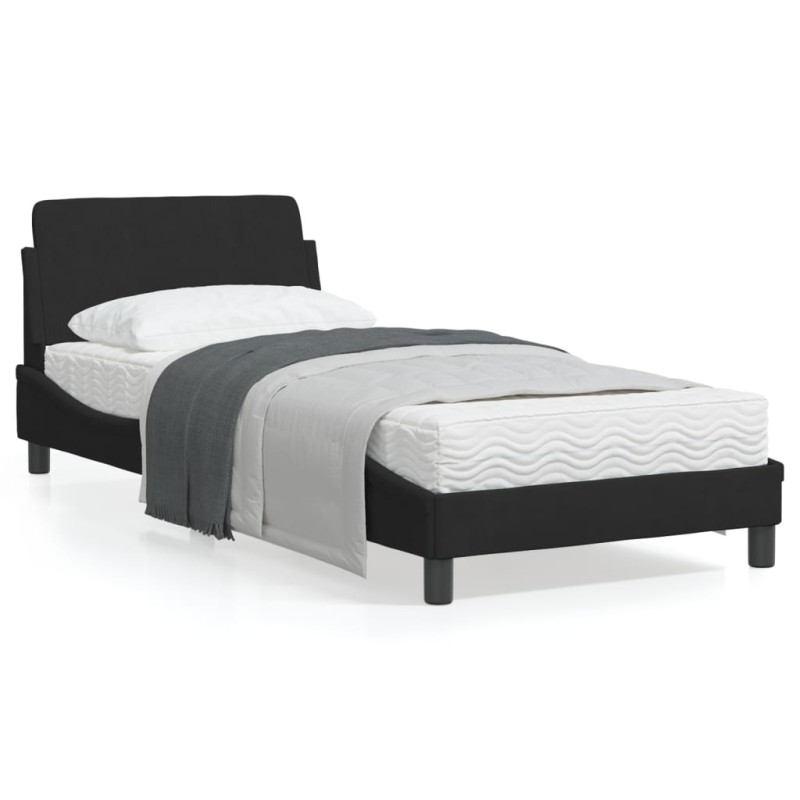 vidaXL Estructura de cama con cabecero de terciopelo negro 80x200 cm vidaXL Estructura de cama con cabecero de terciopelo negro 80x200 cm