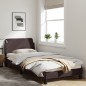 vidaXL Estructura de cama con cabecero de tela marrón oscuro 90x190 cm vidaXL Estructura de cama con cabecero de tela marrón oscuro 90x190 cm