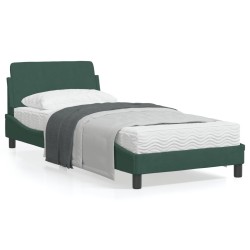 vidaXL Estructura cama con cabecero terciopelo verde oscuro 90x190 cm