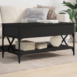 vidaXL Mesa de centro madera de ingeniería y metal negro 100x50x50 cm