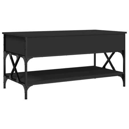 vidaXL Mesa de centro madera de ingeniería y metal negro 100x50x50 cm