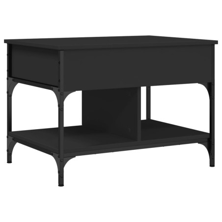 vidaXL Mesa de centro madera de ingeniería y metal negro 70x50x50 cm
