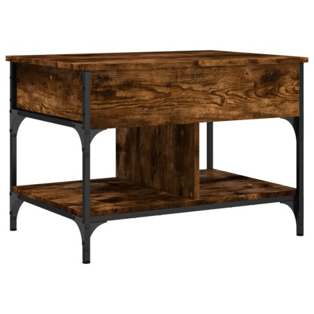 vidaXL Mesa de centro madera ingeniería metal roble humo 70x50x50 cm