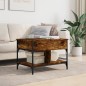 vidaXL Mesa de centro madera ingeniería metal roble humo 70x50x50 cm