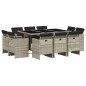vidaXL Set de comedor de jardín 11 pzas y cojines ratán sintético gris