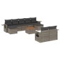 vidaXL Set de sofás de jardín 10 pzas con cojines ratán sintético gris vidaXL Set de sofás de jardín 10 pzas con cojines ratán sintético gris