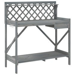 vidaXL Banco para macetas con enrejado madera maciza de abeto gris