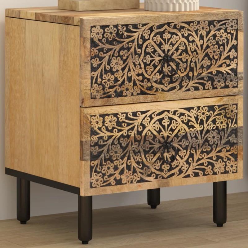 vidaXL Mesita de noche de madera maciza de mango 40x33x46 cm vidaXL Mesita de noche de madera maciza de mango 40x33x46 cm