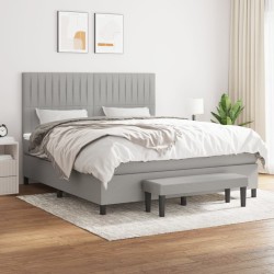 vidaXL Cama box spring con colchón tela gris claro 160x200 cm