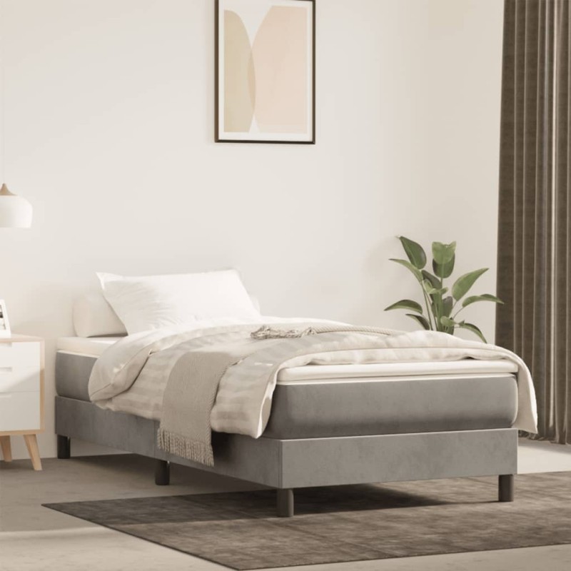 vidaXL Colchón muelles ensacados terciopelo gris claro 120x190x20 cm vidaXL Colchón muelles ensacados terciopelo gris claro 120x190x20 cm
