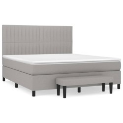 vidaXL Cama box spring con colchón tela gris claro 160x200 cm