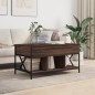 vidaXL Mesa de centro madera ingeniería metal roble marrón 100x55x50cm