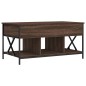 vidaXL Mesa de centro madera ingeniería metal roble marrón 100x55x50cm