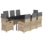 vidaXL Set comedor de jardín 9 pzas con cojines ratán sintético beige vidaXL Set comedor de jardín 9 pzas con cojines ratán sintético beige