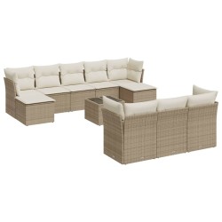 vidaXL Set de sofás de jardín 11pzas con cojines ratán sintético beige