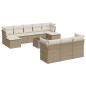 vidaXL Set de sofás de jardín 11pzas con cojines ratán sintético beige vidaXL Set de sofás de jardín 11pzas con cojines ratán sintético beige