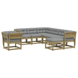 vidaXL Juego de muebles jardín 8 pzas y cojines madera pino impregnada