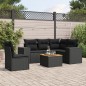 vidaXL Set de sofás de jardín 6 piezas y cojines ratán sintético negro vidaXL Set de sofás de jardín 6 piezas y cojines ratán sintético negro