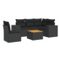 vidaXL Set de sofás de jardín 6 piezas y cojines ratán sintético negro vidaXL Set de sofás de jardín 6 piezas y cojines ratán sintético negro
